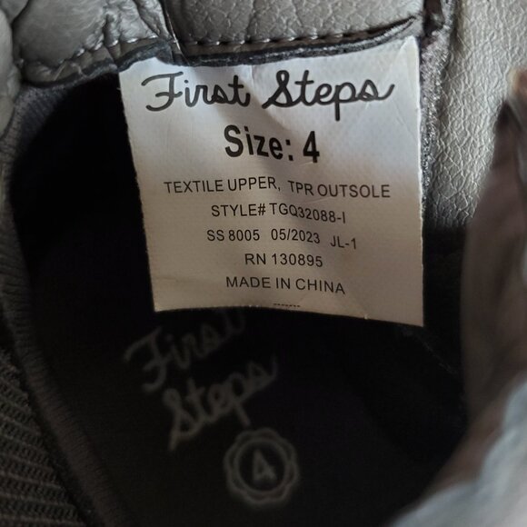 First Steps Toddler Gray High Top Suede Shoes SZ 4 - Picture 6 of 9